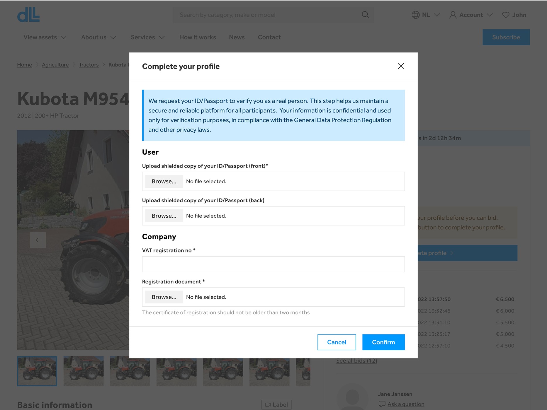 image of the complete profile form